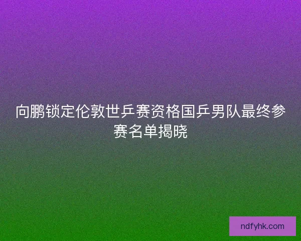 向鹏锁定伦敦世乒赛资格国乒男队最终参赛名单揭晓